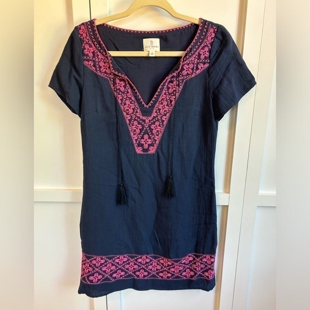 Julie Brown navy and pink dress